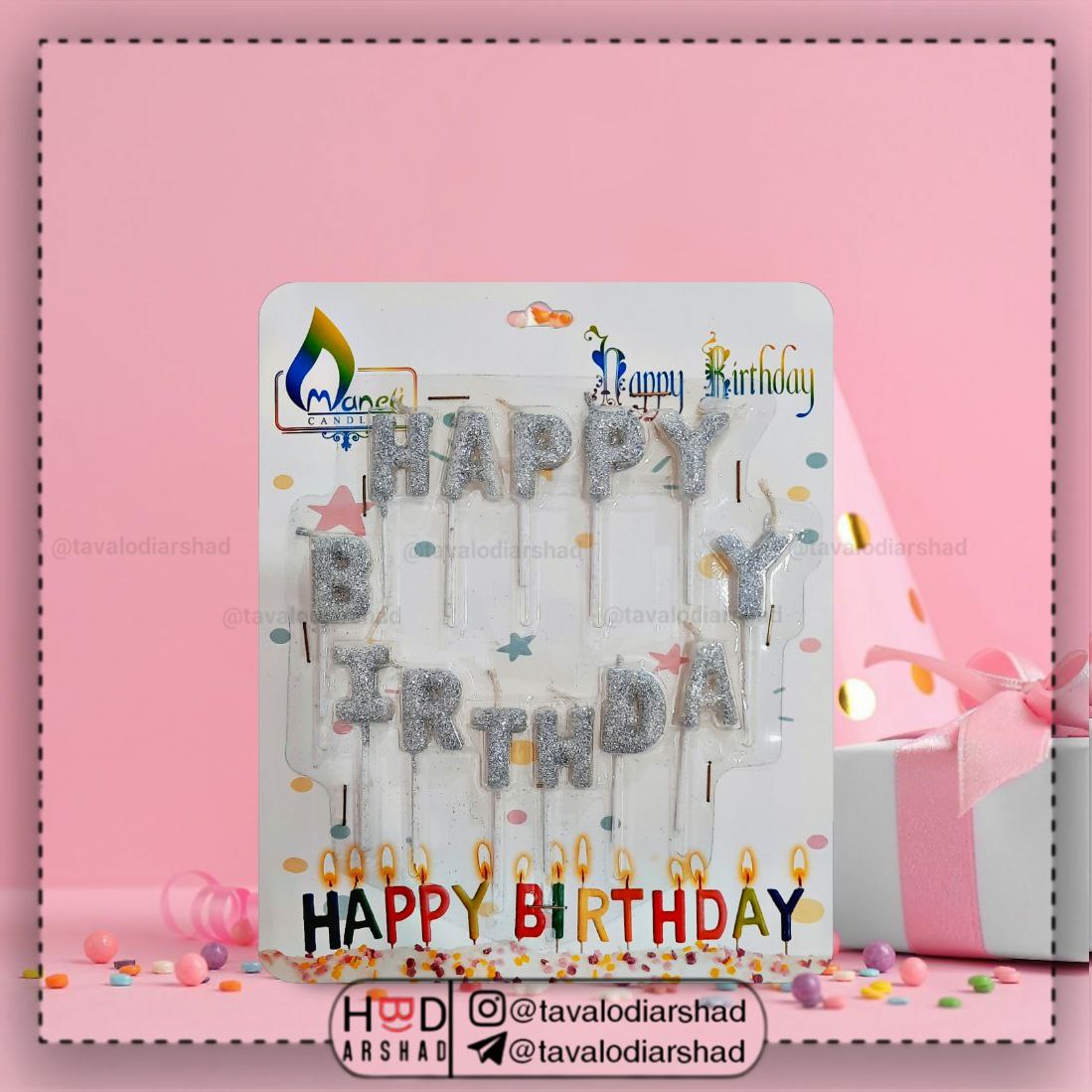 شمع هپی اکلیلی نقره ای